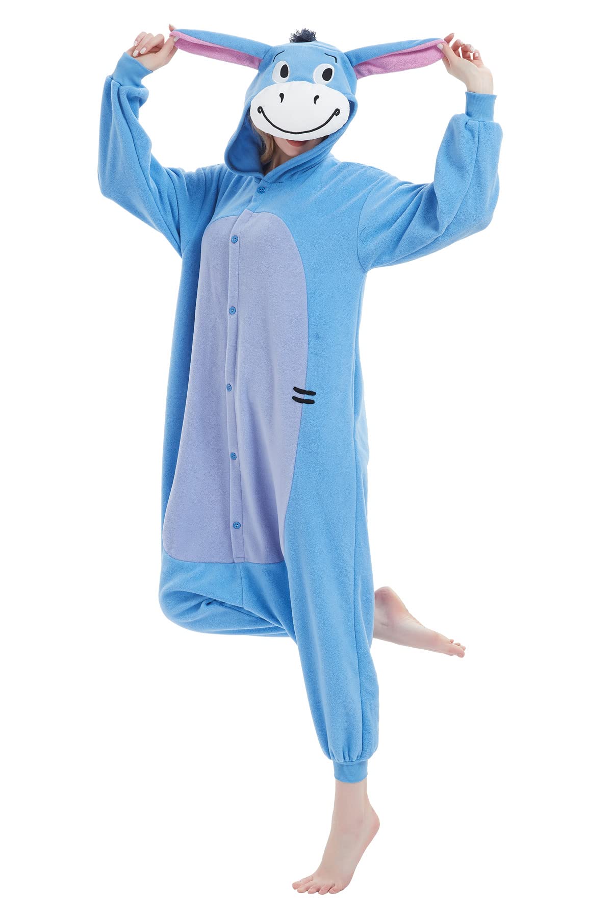 HvnTjvn Animal Donkey Onesie adult Jumpsuit Unisex One-Piece Pajamas Cosplay Costume Sleepwear for Halloween christmas Women Men