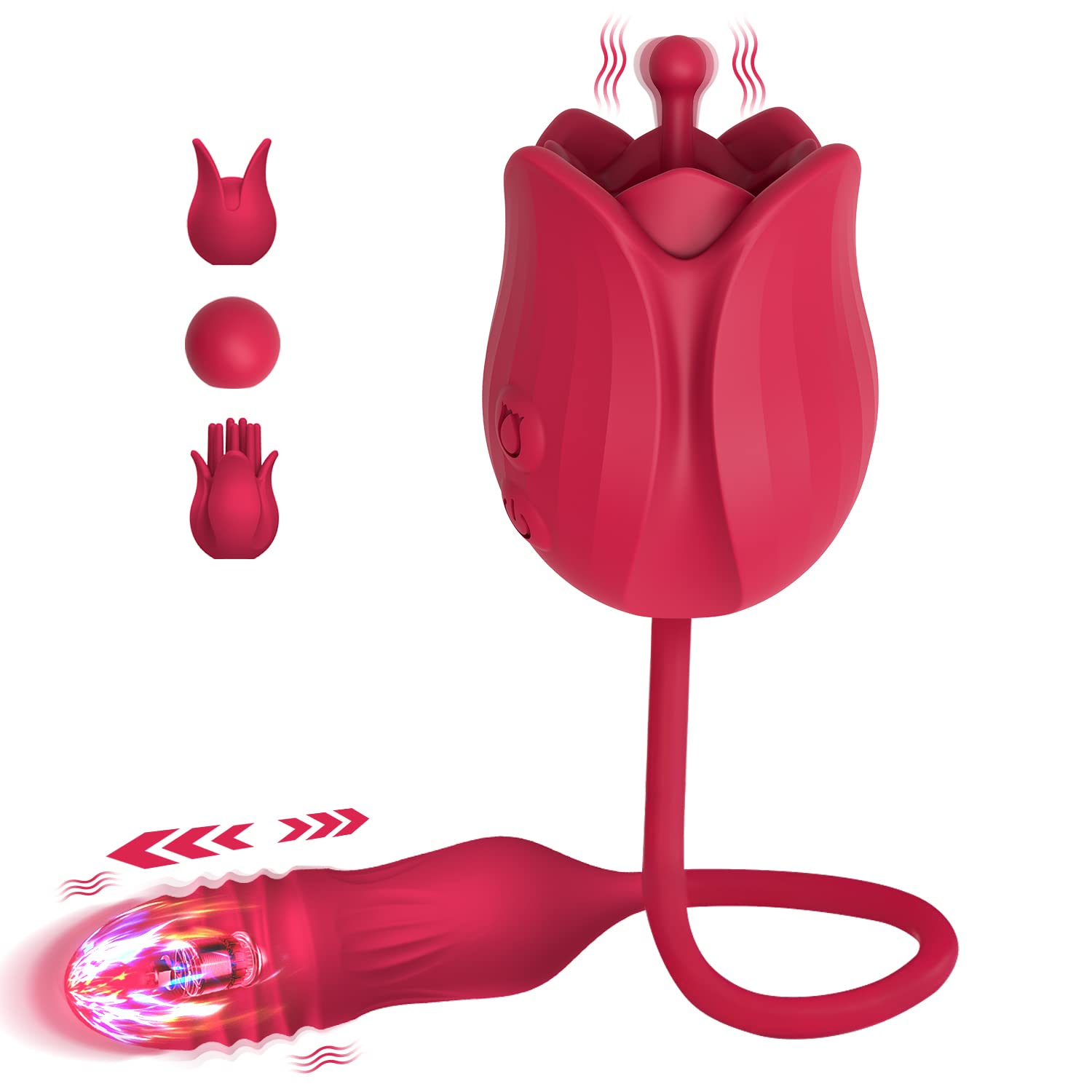 Sex Rose Toys Clitoral Vibrators - MOMONII Adult Toy 3 in 1 G Spot Vibrator Dildo with 10 Thrusting Vibrating +10 High-Frequency