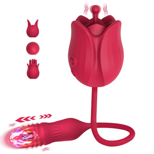 Sex Rose Toys Clitoral Vibrators - MOMONII Adult Toy 3 in 1 G Spot Vibrator Dildo with 10 Thrusting Vibrating +10 High-Frequency