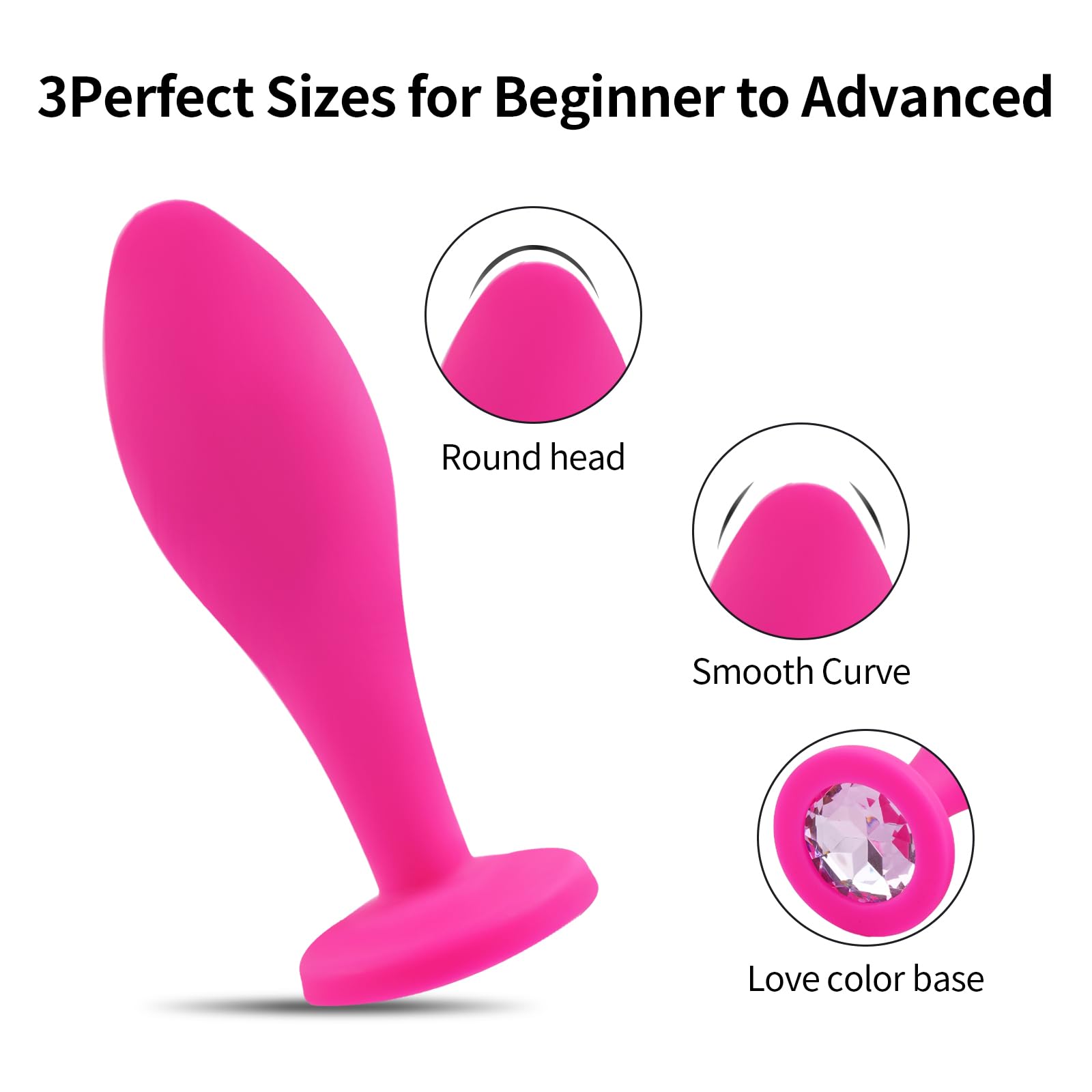 Anal Plug Anal Sex Toys,3pcs Butt Plug Jeweled Anal Plugs Silicone Anal Toys Anal Training Kit Adult Sex Toys Games Butt Plug,Pe