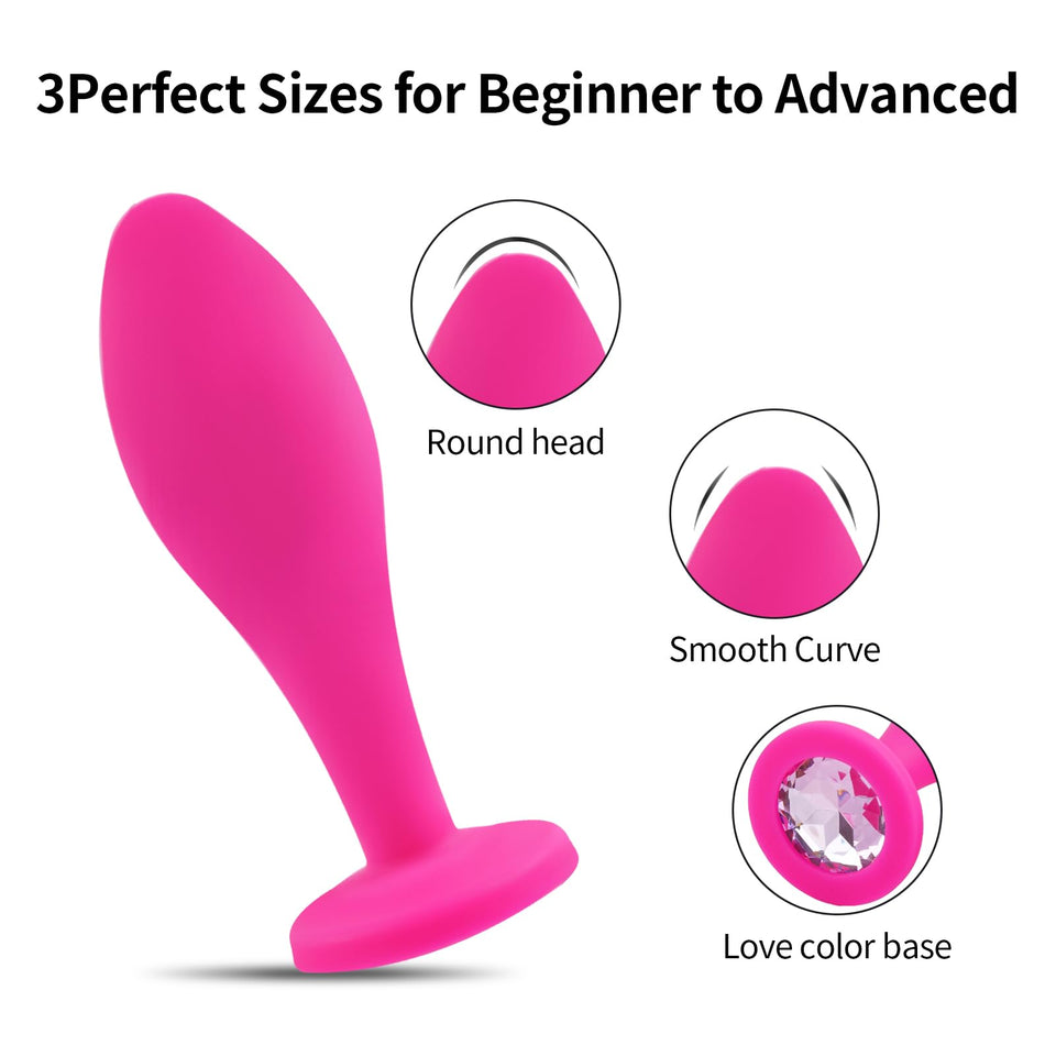 Anal Plug Anal Sex Toys,3pcs Butt Plug Jeweled Anal Plugs Silicone Anal Toys Anal Training Kit Adult Sex Toys Games Butt Plug,Pe