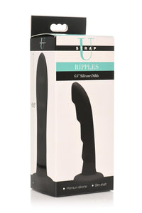 Strap U Ripples Silicone Strap On Harness Dildo, Black
