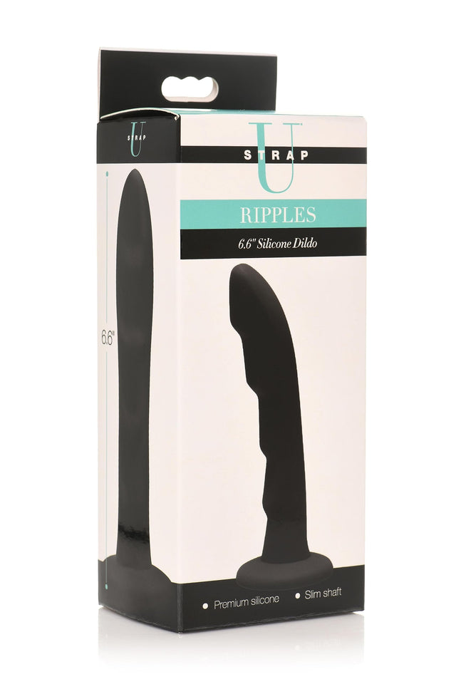 Strap U Ripples Silicone Strap On Harness Dildo, Black