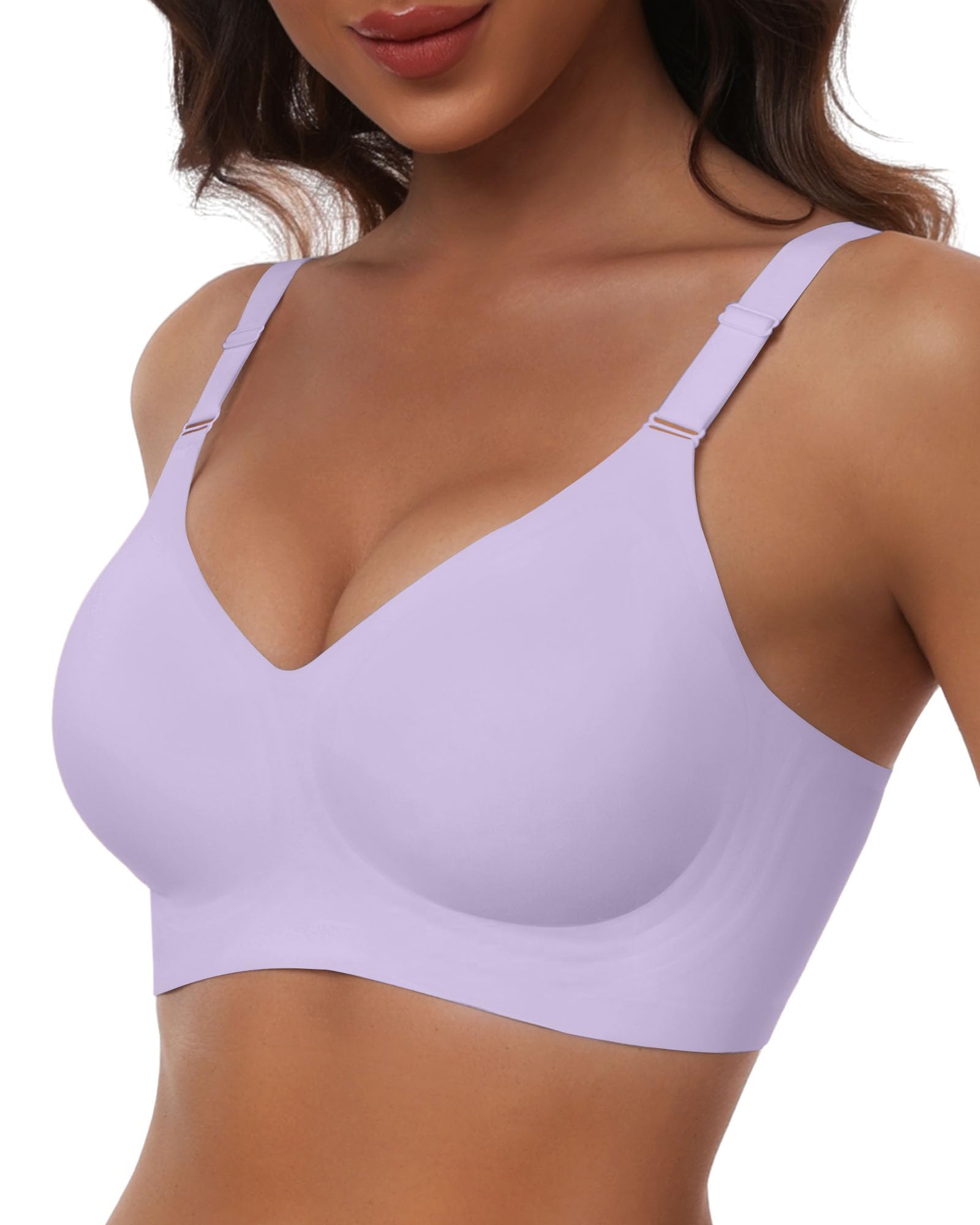 HORISUN Bras for Women Push Up Seamless Wireless Bra Comfortable Wirefree Bra(Purple 3XL)