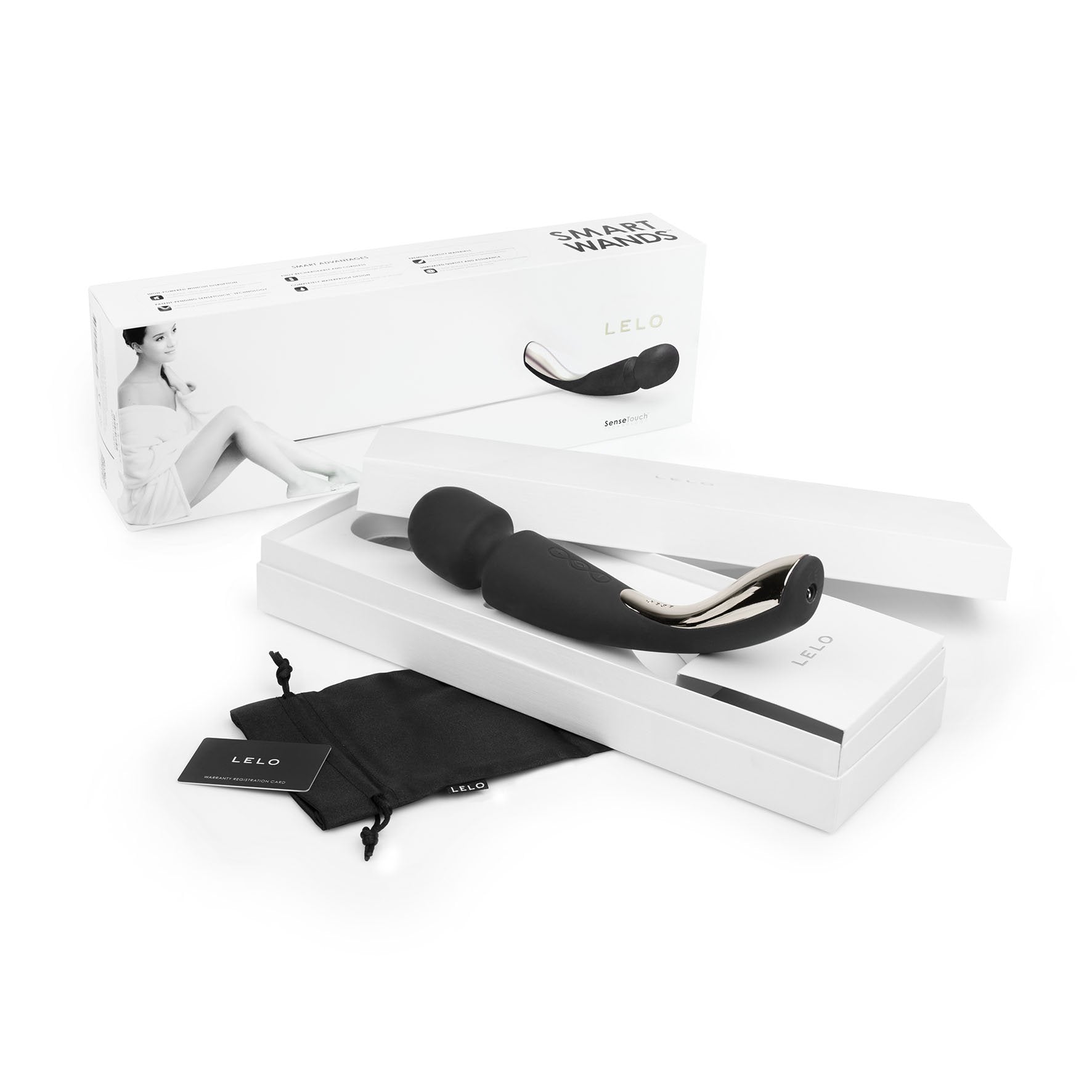 Lelo Smart Wand Cordless Body Massager, Large Size, Black, Powerful Rechargeable Vibrator To Massage You From Head To Toe