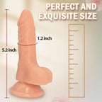 5.2 Inch Realistic Anal Dildo with Powerful Suction Cup, Small Anal Plug Dildos for Beginner, G-Spot Stimulation & Anal Training