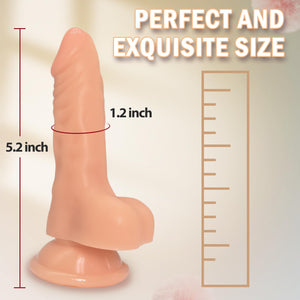 5.2 Inch Realistic Anal Dildo with Powerful Suction Cup, Small Anal Plug Dildos for Beginner, G-Spot Stimulation & Anal Training