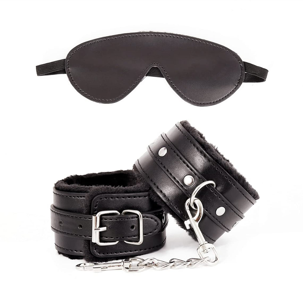 Sex Restraints Handcuffs BDSM Plush Blindfold Sleep Mask Wrist Ankle Cuffs for Couples Bondage Fetish Adjustable