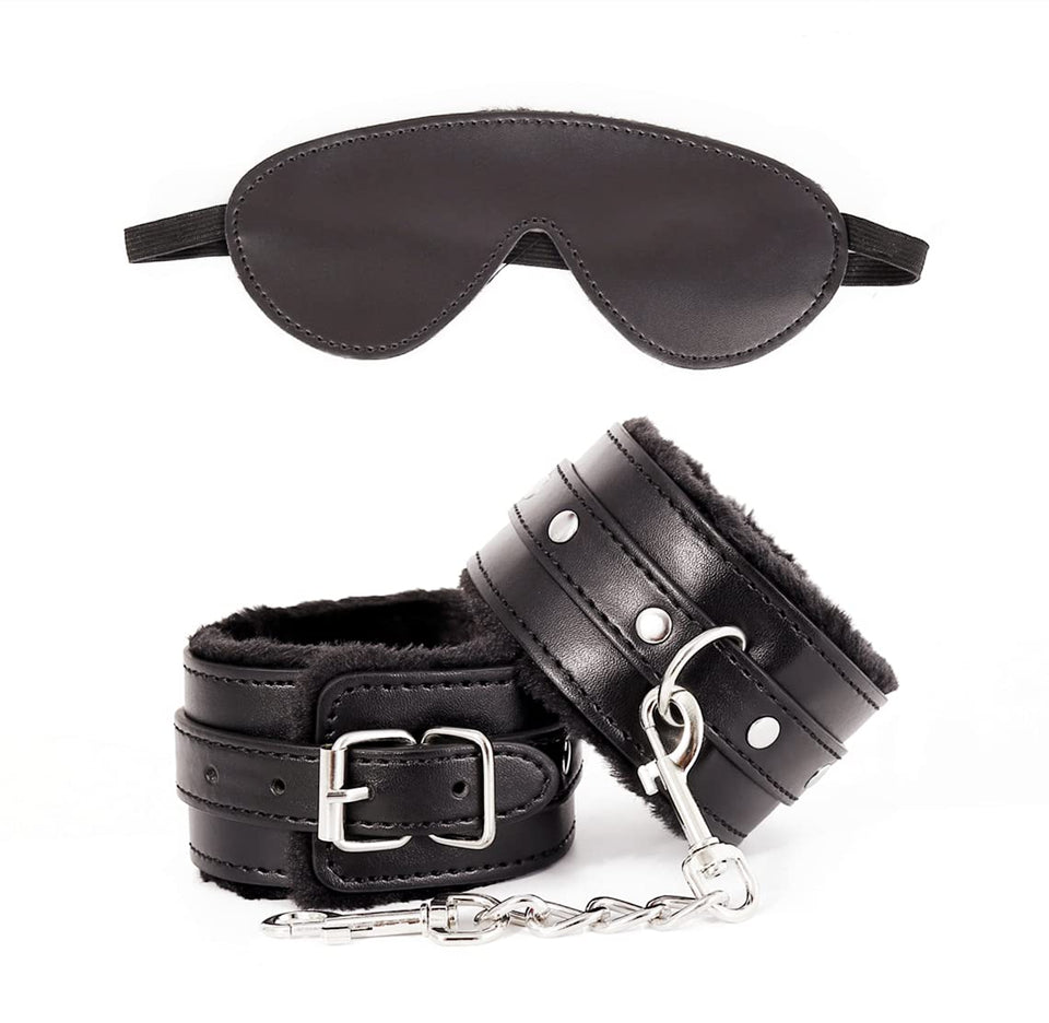 Sex Restraints Handcuffs BDSM Plush Blindfold Sleep Mask Wrist Ankle Cuffs for Couples Bondage Fetish Adjustable