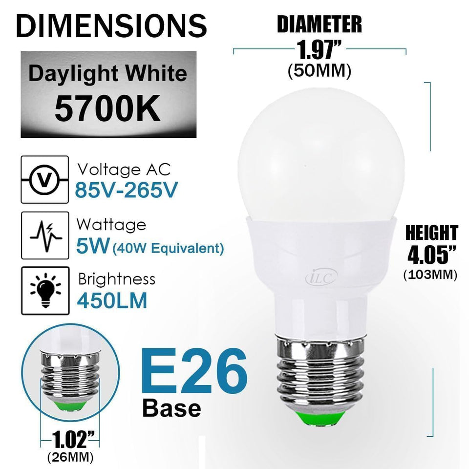 Ilc Rgb Led Light Bulb, Color Changing 40W Equivalent, Daylight White, 450Lm Dimmable 5W E26 Screw Base Rgbw, Mood Light Bulb -