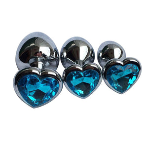 3Pcs Set Luxury Metal Butt Toys Heart Shaped Anal Trainer Jewel Butt Plug Kit S&M Adult Gay Anal Plugs Woman Men Sex Gifts Thing
