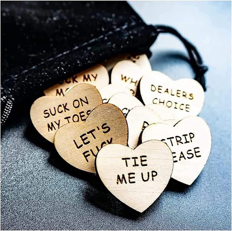 Thyggzjbs 20Pcs Date Night Activity Tokens,Funny Wooden Couples Romantic Funny Sex Token Gift for Couples (Heart Shape,Pack 1)