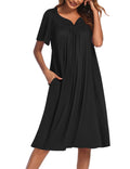Ekouaer Womens House Dress with Pockets Black