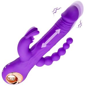 Thrusting Rabbit Vibrator G Spot Clitoral Anal Dildo Stimulator Adult Sex Toys with One Click Enhancement, 3 Powerful Thrusting