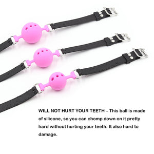 RYOZOCH Silicone Breathable Ball Gag for Adult Bondage Restraints Sex Play (Pink+Black, 1.5in Ball)