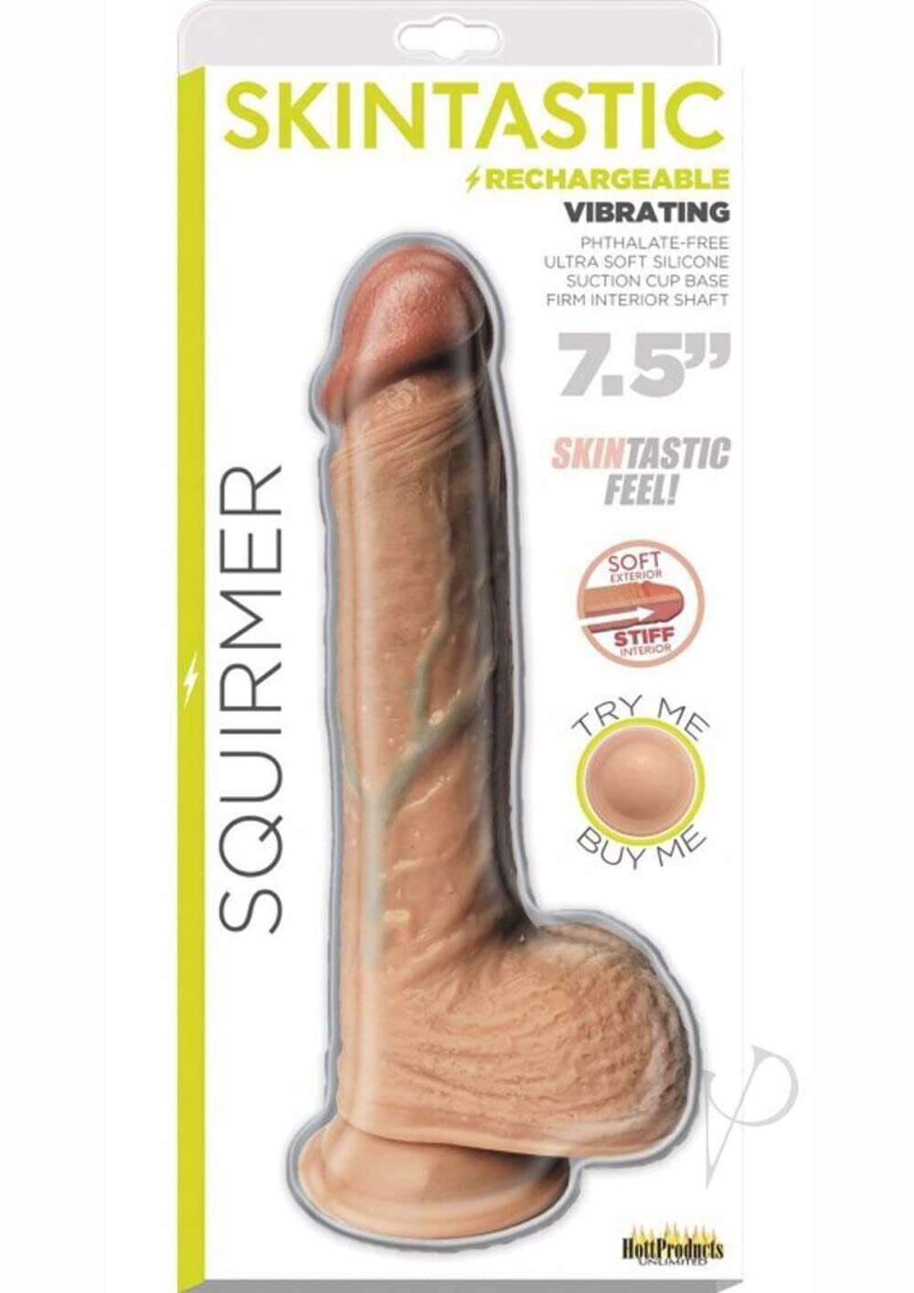 Skintastic Squirmer 7.5 Rechargeable Vibrating Dido - Beige