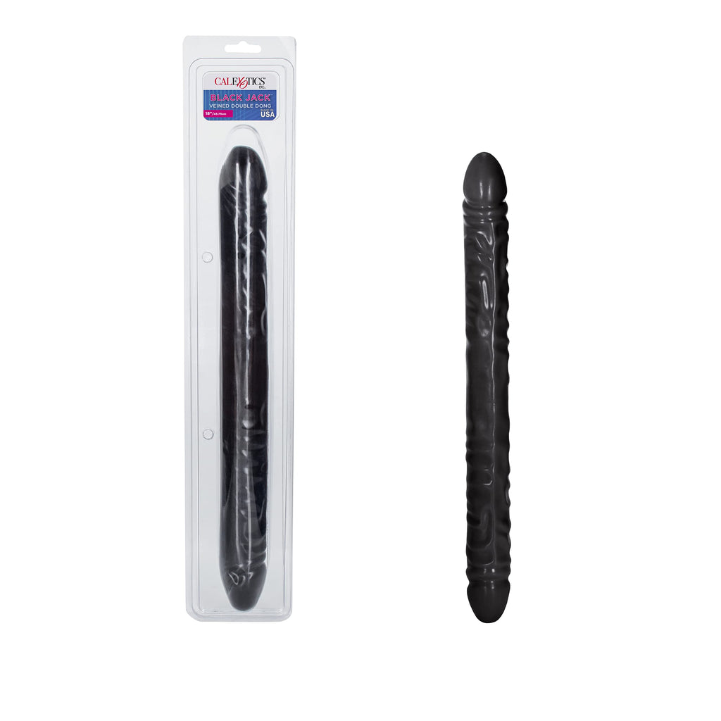 California Exotics Veined Double Dildo, Black, 18 Inches