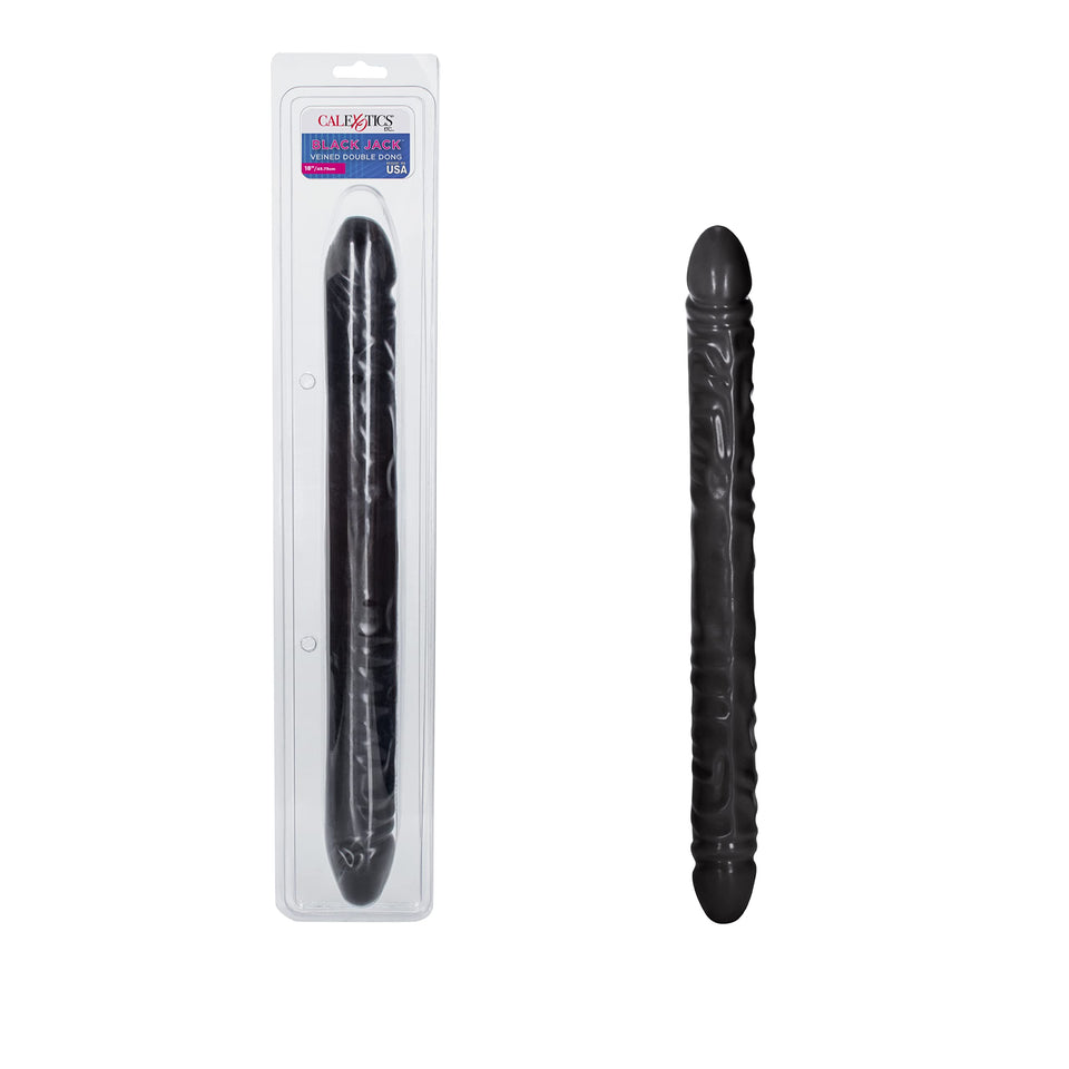 California Exotics Veined Double Dildo, Black, 18 Inches