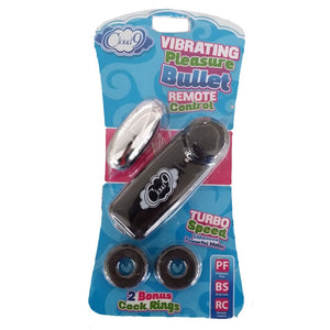 Cloud 9 Novelties Vibrating Pocket Bullet With Bonus Cock Rings And Remote Control, Black, 0.12 Pound