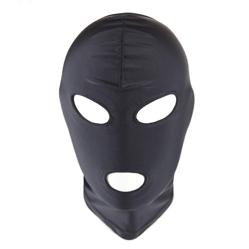 Women and Men 's Full Face Bondage Hood Mask for Sex Games, BDSM Toys Sex Mask Hoods, Sex Toys Stretchable SM Hoods Mask (Black-