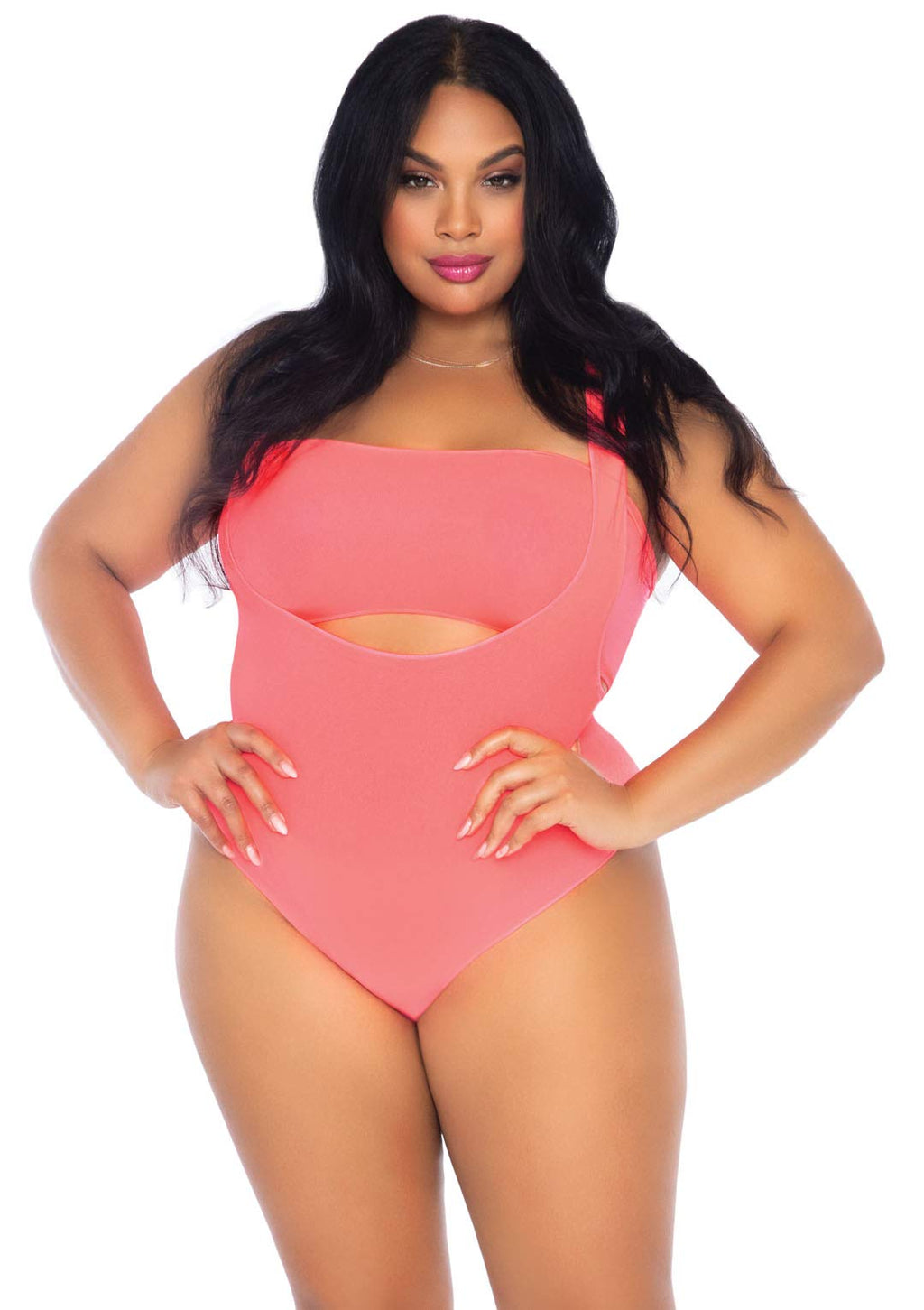 2 Pc Opaque Bandeau And Suspen - 1X-2X / Coral