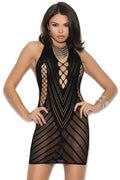 Elegant Moments Plus Size Black Crochet Halter Dress