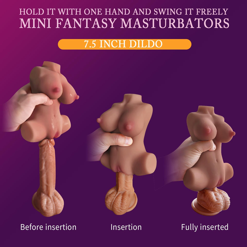 Lenahu Portable Male Masturbator - Realistic Soft Vagina & Boobs, Brown Fantasy Sex Doll Torso, Adult Pleasure Toy for Men
