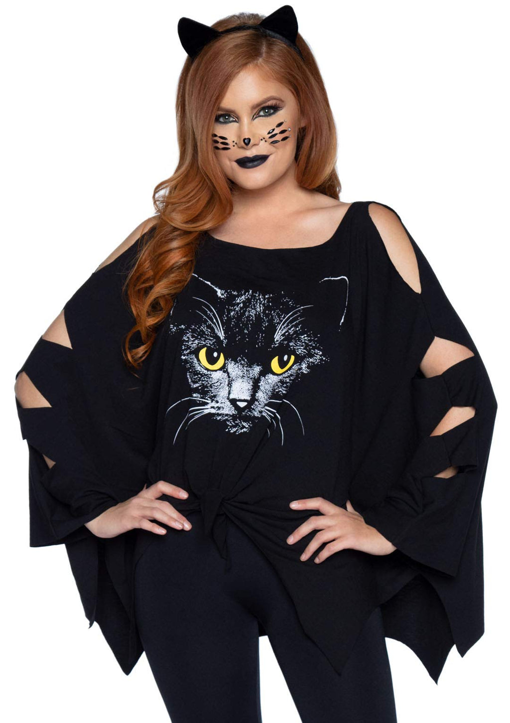 2 Pc Cat Poncho, Includes Cat - O/S / Black