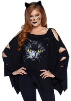 2 Pc Cat Poncho, Includes Cat - O/S / Black