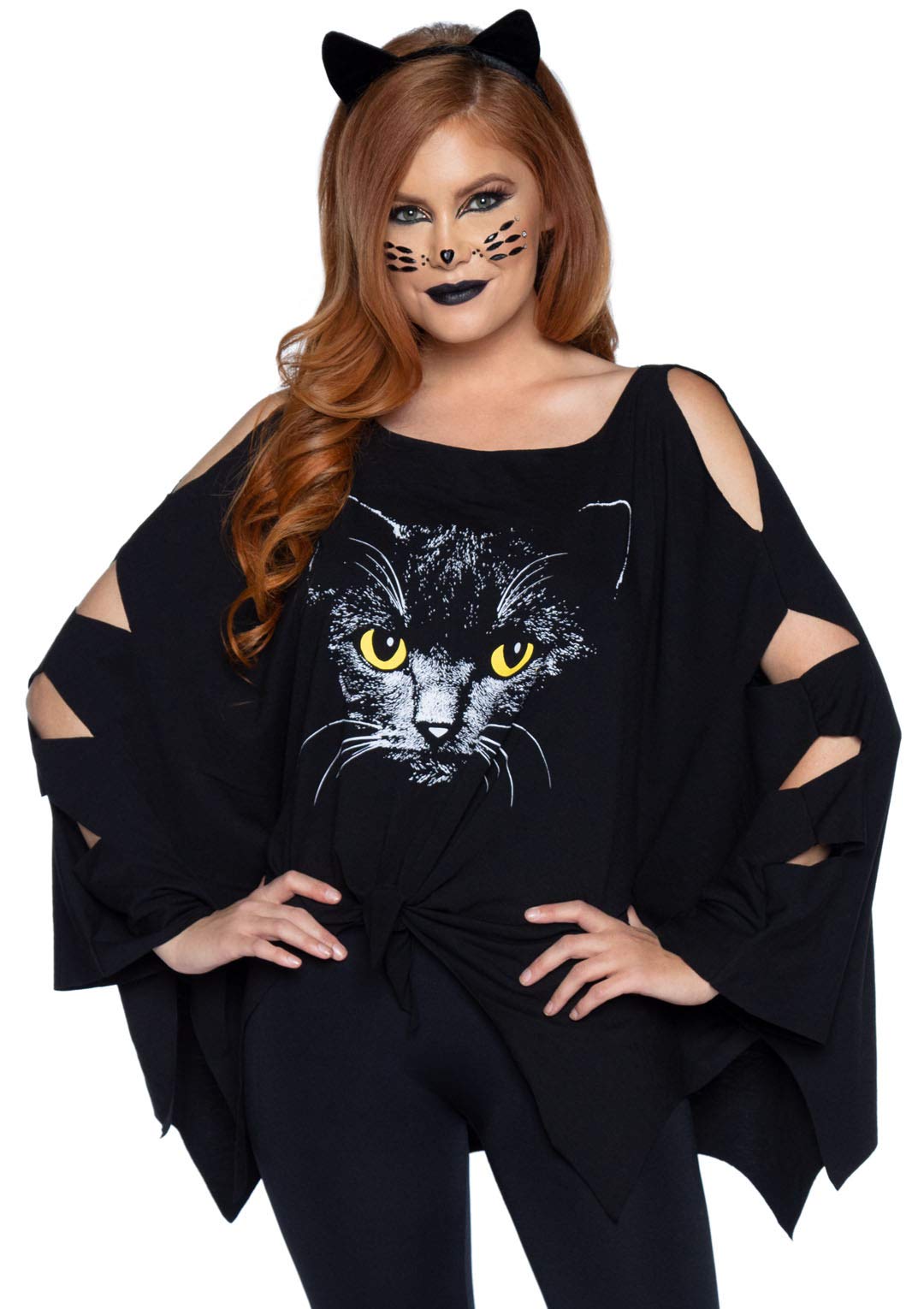 2 Pc Cat Poncho, Includes Cat - O/S / Black