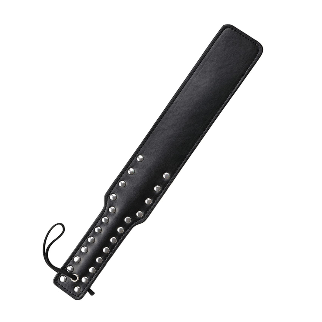 Quality Studded Spanking Paddles, 14.7inch Faux Leather Paddle for Adults Sex Play, Black