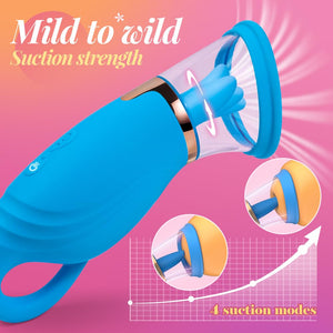 Clit Sucking Vibrator with Vacuum Pump for Women Pleasure, Nipple Sucker Toy with 4 Suction & 5 Tongue Licking Modes for Clitora
