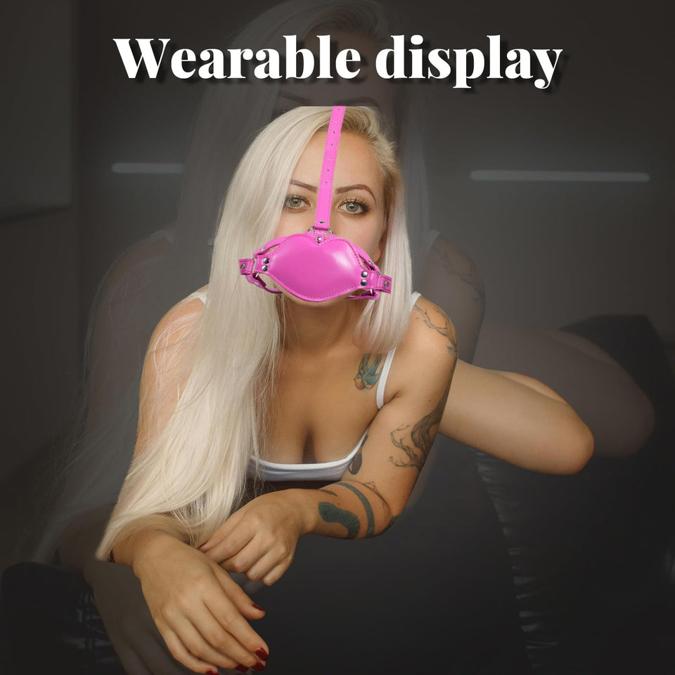 Kutocesy Mouth Gag with Silicone Dildo,Adjustable Leather Silicon SM Realistic Penis BDSM Fetish Slave Restraints Strap on Sex T