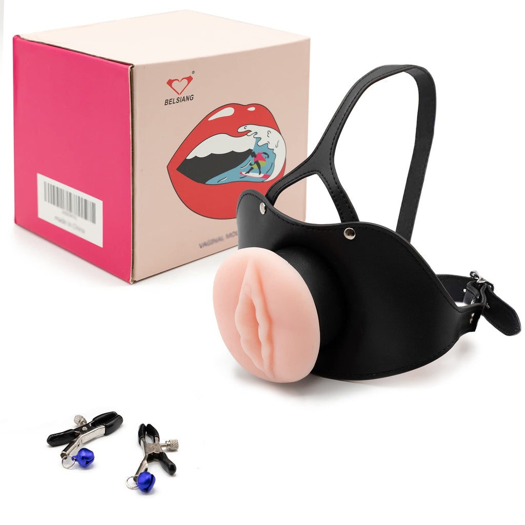 BELSIANG Oral Sex Mouth Gag,Large Model PU Leather Locked Mouth Gags Muzzles (Black, Large)