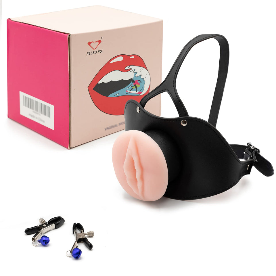 BELSIANG Oral Sex Mouth Gag,Large Model PU Leather Locked Mouth Gags Muzzles (Black, Large)