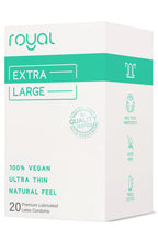 Royal Extra Large Ultra Thin Vegan Condoms - Premium Lubricated Condom Pack - Unflavored Lubricant, Organic Latex Rubber - Odorless, Slim, Natural Feel - Safe & Durable Male Contraceptives - 20 Count