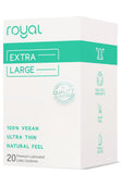 Royal Extra Large Ultra Thin Vegan Condoms - Premium Lubricated Condom Pack - Unflavored Lubricant, Organic Latex Rubber - Odorless, Slim, Natural Feel - Safe & Durable Male Contraceptives - 20 Count