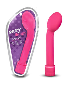 Blush Novelties G Slim Petite - Mini G Spot Stimulating Vibrator - Multi Speed Angled Tip Egg Shaped Bulb Massager - Satin Smoot