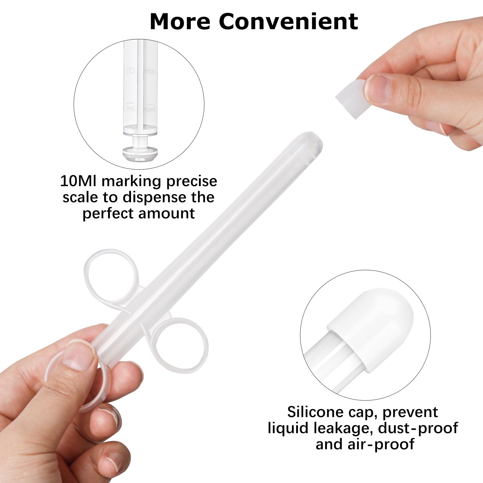 Lube Applicator Syringe With Precise Scales, 6.5??Personal Lubricant Shooter With Air-Proof Silicone Cap, Reusable Durable Applied For Men, Women & Couples