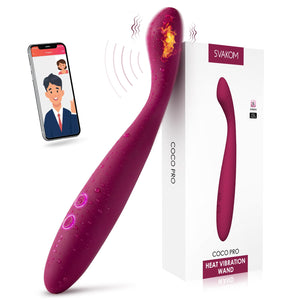 Heated G-Spot Vibrator Sex Toy - SVAKOM 2024 Updated APP Remote Control Heating Finger Vibrators with 5 * 5 Vibrations - Clitora