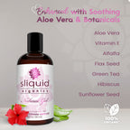 Sliquid Organics Water-Based Lube - Aloe Vera Leaf Infused with Organic Oils & Botanicals, Natural Lubricating Gel for Women/Men