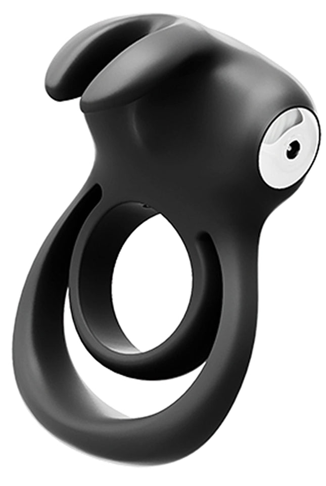 Vedo Thunder Bunny Rechargeable Vibrating Couples C-Ring Clitoral Stimulation (Black Pearl)