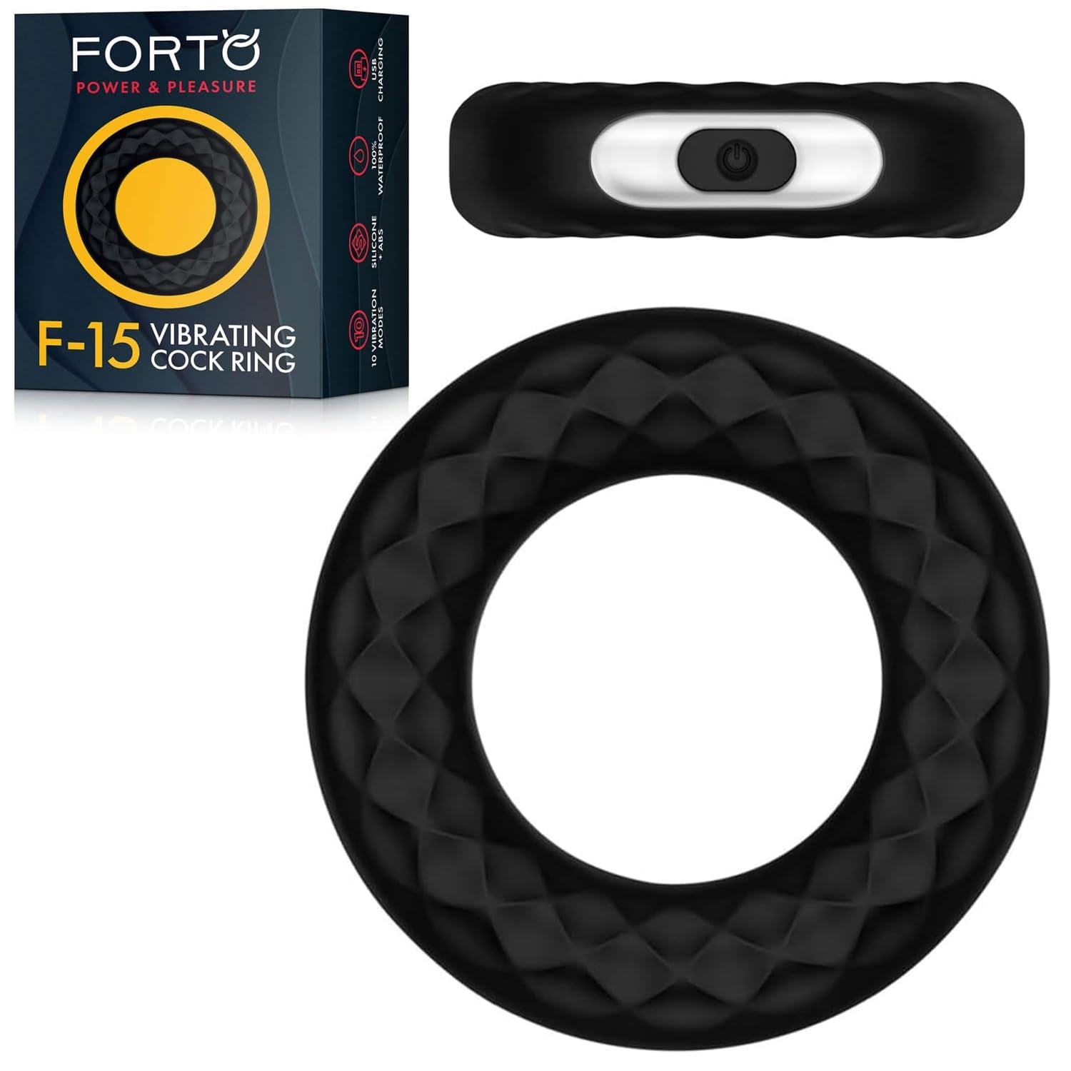 Forto F-15: Silic Vibrating Cockring Bk