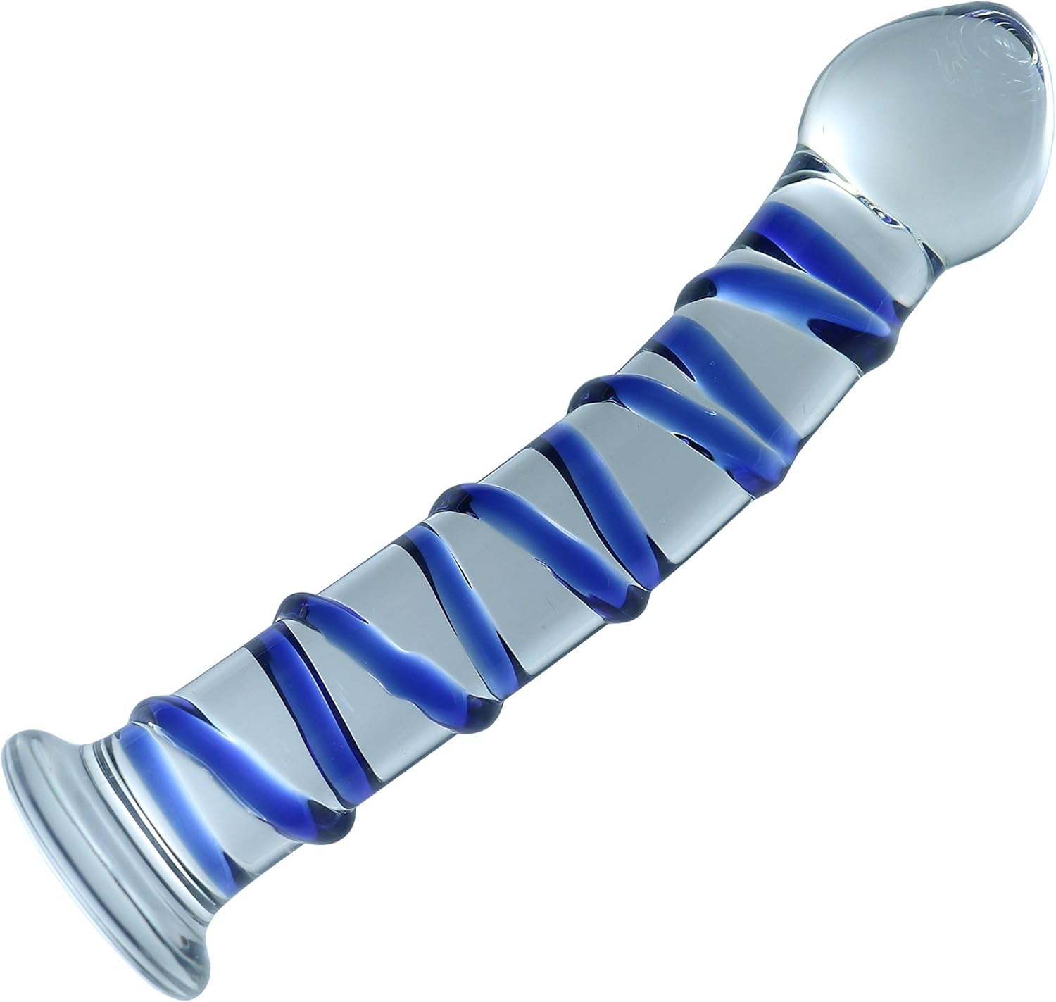 TOPWEL Glass Pleasure Wand Dildo Mushroon Tip Blue