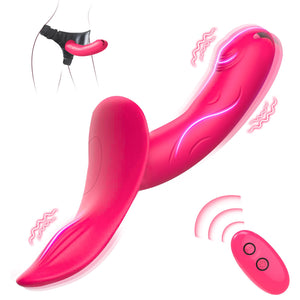 G Spot Vibrator Strap On Dildo, Adjustable Harness Dildos with 7 Vibration Modes, Remote Control Vibrators Panty Clitoral Double