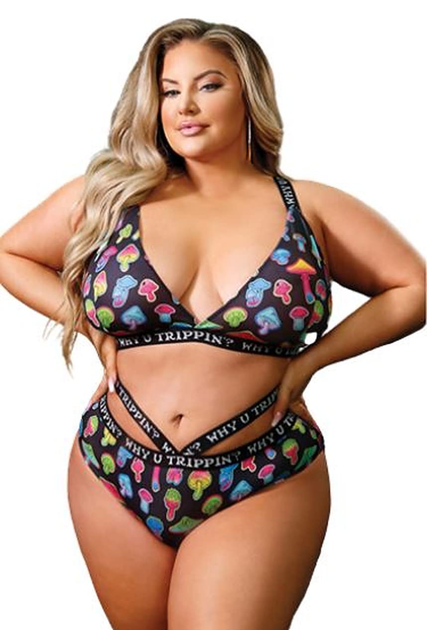 VIBES WHY U TRIPPIN BRALETTE  PANTY SET ML