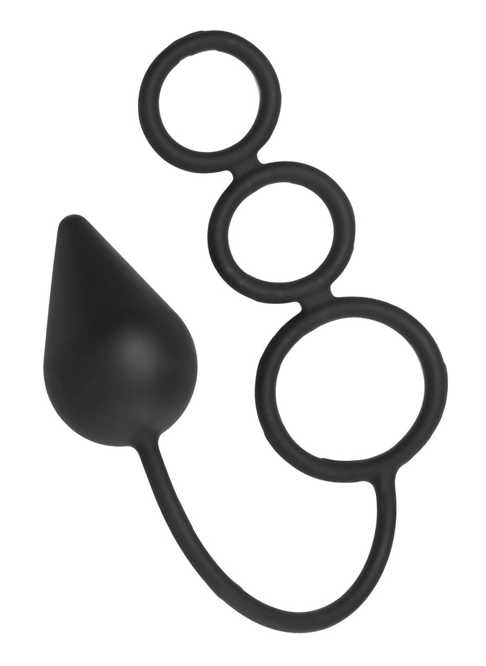 Master Series Triple Threat Silicone Tri Cock Ring And Anal Plug