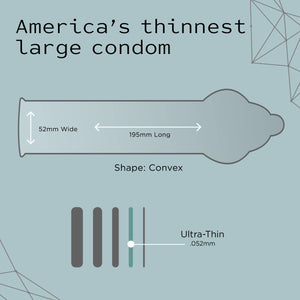 Kimono Microthin Large  Premium Lubricated Natural Latex Condoms  Ultra Thin  Larger Tip Condoms  Veganfriendly  No Latex Odor