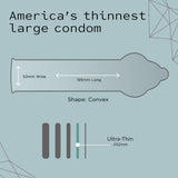 Kimono Microthin Large  Premium Lubricated Natural Latex Condoms  Ultra Thin  Larger Tip Condoms  Veganfriendly  No Latex Odor