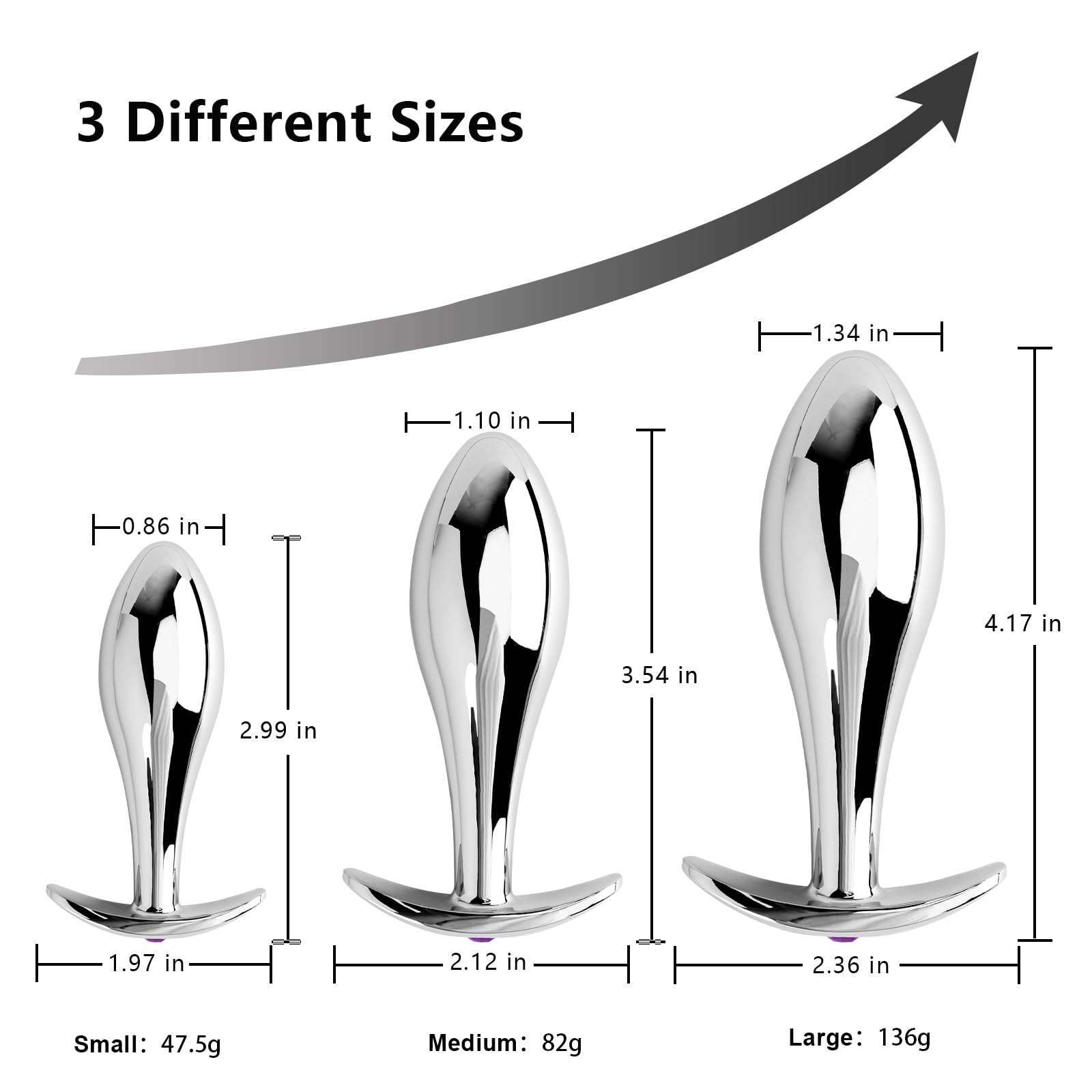 Anal Plug 3pcs Anal Toys with Luxurious Diamonds Anal Trainer Metal Butt Plug Prostate Massage Sex Toys for Couple, Adult Sex To